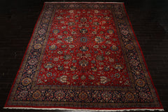 12x16 Red, Orange, Undertone Navy Color Hand Knotted Kerman Wool Traditional Oriental Rug