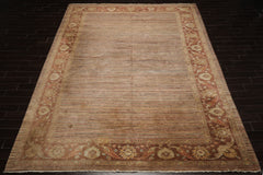 10x13 Beige, Tan, Brown Color Hand Knotted Peshawar Wool Transitional Oriental Rug