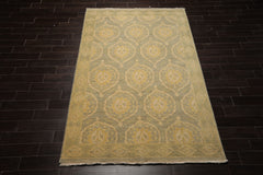 6x9 Celadon, Mint, Gold Color Hand Knotted Tibetan Wool Transitional Oriental Rug
