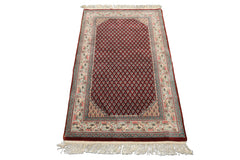 3x5 Maroon, Ivory, Aqua Color Hand Knotted Boteh Wool Traditional Oriental Rug