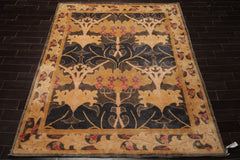 8x10 Gray, Beige, Gold Color Hand Knotted Tibetan Wool Arts & Crafts Oriental Rug