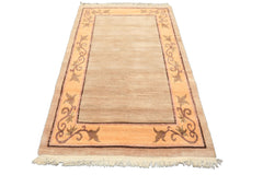 4x6 Beige, Peach, Brown Color Hand Knotted Tibetan Wool Traditional Oriental Rug