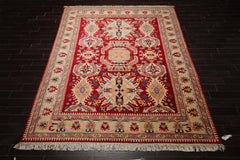 8x11 Red, Ivory, Blue Color Hand Hooked Heriz New Zealand Wool Traditional Oriental Rug