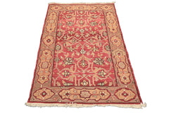 4x6 Rose, Tan, Ivory Color Hand Knotted Nourison Nourmak Soumak Wool Transitional Oriental Rug