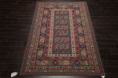 6x9 Teal, Raspberry, Ivory Color Hand Woven Kilim Wool Tribal Oriental Rug