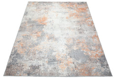 9x12 Gray, Ivory, Peach Color Machine Made Polyproplene Modern Oriental Rug
