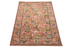 5x8 Rust, Blush, Ivory Color Hand Tufted Wool Traditional Oriental Rug