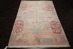 9x13 Blush, Rose, Aqua Color Hand Knotted Tibetan Wool Art Deco Oriental Rug