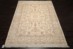 9x12 Ivory, Rose, Gray Color Hand Knotted Heriz New Zealand Wool Traditional Oriental Rug