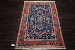 6x9 Navy, Raspberry, Ivory Color Hand Knotted Nourison Nourmak Wool Traditional Oriental Rug