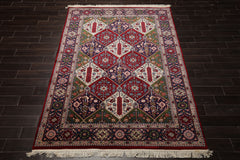 6x9 Burgundy, Green, Navy Color Hand Knotted Oushak Wool Arts & Crafts Oriental Rug