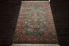 6x9 Teal, Rust, Rose Color Hand Knotted Oushak New Zealand Wool Traditional Oriental Rug