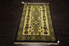 6x9 Citrus, Black, Gold Color Hand Knotted Heriz Wool Arts & Crafts/Mission Oriental Rug