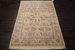 6x9 Ivory, Taupe, Rose Color Hand Knotted Oushak New Zealand Wool Arts & Crafts Oriental Rug