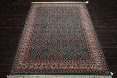 6x9 Turquoise, Ivory, Burgundy Color Hand Knotted Herati Wool Traditional Oriental Rug