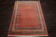 6x9 Orange, Turquoise, Green Color Hand Knotted Serabund New Zealand Wool Traditional Oriental Rug