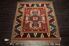 6x7 Rust, Burnt Orange, Beige Color Hand Knotted Oushak Wool Arts & Crafts Oriental Rug