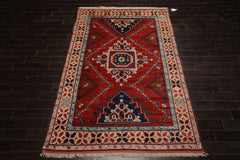 6x10 Rust, Ivory, Blue Color Hand Knotted Oushak Wool Arts & Crafts Oriental Rug