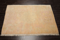 9x6 Beige, Peach, Rose Color Hand Knotted Tibetan New Zealand Wool Art Deco Oriental Rug