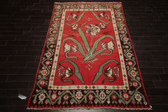 6x10 Raspberry, Rose, Ivory Color Hand Woven Kilim Wool Tribal Oriental Rug