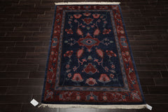 5x8 Navy, Rose, Blush Color Hand Knotted Tibetan New Zealand Wool Arts & Crafts Oriental Rug