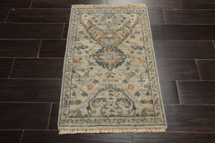 2x3 Gray, Beige, Brown Color Hand Knotted Distress Quality Oushak Wool Transitional Oriental Rug