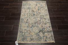 3x5 Gray, Beige, Slate Color Hand Knotted Distress Quality Oushak Wool Transitional Oriental Rug