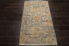 3x5 Beige, Taupe, Gold Color Hand Knotted Distress Quality Oushak Wool Transitional Oriental Rug