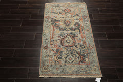 3x5 Mint, Beige, Rust Color Hand Knotted Oushak Wool Transitional Oriental Rug