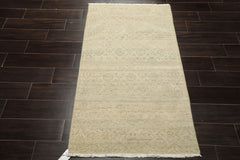 3x5 Gray, Beige, Muted Earth Tones Color Hand Knotted Afghan Oushak Wool Transitional Oriental Rug
