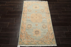3x5 Mint, Blush, Beige Color Hand Knotted Afghan Oushak Wool Transitional Oriental Rug
