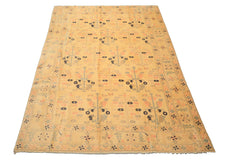 8x11 Ivory, Gray, Blush Color Hand Knotted Turkish Oushak Wool Transitional Oriental Rug