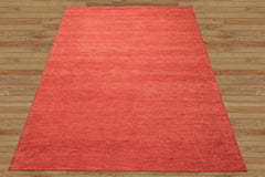 8x10 Coral, , Color Hand Woven 100% Wool Moder & Contemporary Oriental Rug
