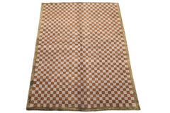5x7 Gray, Brown, Sage Color Hand Knotted Tibetan Wool & Silk Moden & Contemporary Oriental Rug