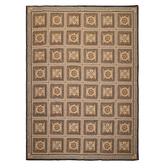 8x10 Beige, Ivory, Green Color Hand Woven French Aubusson Needlepoint wool Traditional Oriental Rug