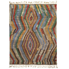 8x10 Ivory, Gold, Brown Color Hand Knotted Moroccan Wool Modern & Contemporary Oriental Rug