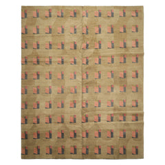 8x10 Moss, Blush, Gray Color Hand Knotted Tibetan Wool & Silk Modern & Contemporary Oriental Rug