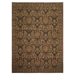 9x12 Brown, Tan, Sage Color Hand Knotted French Aubusson Savonnerie Wool Traditional Oriental Rug