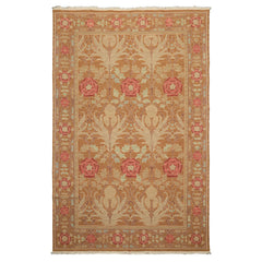 6x9 Gold, Tan, Beige Color Hand Knotted Nourison Nourmak Soumak Wool Arts & Crafts Oriental Rug