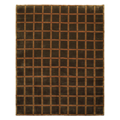 8x10 Mossy Green, Caramel, Tan Color Hand Knotted Tibetan Wool Transitional Oriental Rug