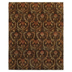8x10 Brown, Gold, Blush Color Hand Knotted Oushak Wool Traditional Oriental Rug