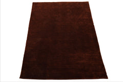 5x8 Dark, Caramel, Color Hand Knotted Gabbeh Wool Traditional Oriental Rug