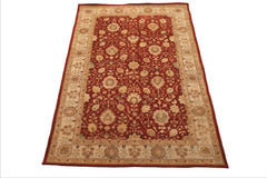 5x8 Burnt Orange, Ivory, Gold Color Hand Tufted Nourison Wool & Silk Traditional Oriental Rug