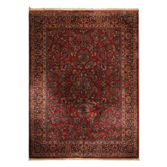 9x12 Burgundy, Navy, Ivory Color Machine Made Karastan Sarouk New Zealand Wool Traditional Oriental Rug