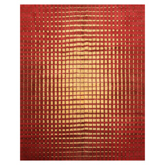 8x10 Gold, Rosy-Red, Brown Color Hand Knotted Tibetan Wool Modern & Contemporary Oriental Rug