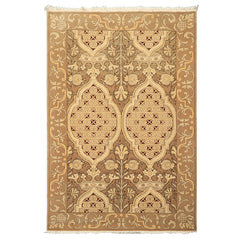 4x6 Moss, Beige, Light Gold Color Hand Knotted Art Deco Wool Arts & Crafts Oriental Rug