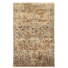6x9 Beige, Rust, Navy Color Hand Knotted Oushak Wool Arts & Crafts Oriental Rug