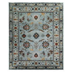 8x10 Aqua, Brown, Gold Color Hand Knotted Tibetan Wool Arts & Crafts Oriental Rug