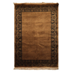 4x6 Gold, Black, Brown Color Hand Knotted Indo Tibetan New Zealand Wool Transitional Oriental Rug