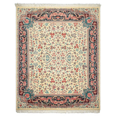 8x10 Ivory, Black, Turquoise Color Hand Knotted Pak Persian New Zealand Wool Traditional Oriental Rug